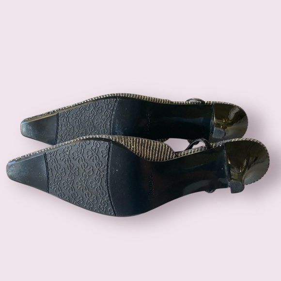 J.Renee Elisha Slingback Kitten Heels Black/Silver Patterned Women’s Size 12M - Picture 5 of 16